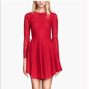 H&M Circle Lace Dress Red